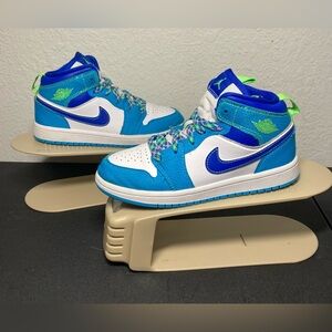 Nike Air Jordan 1 Mid SE GS Sprite Powder Racer Blue White Green DA8011-400 1.5y